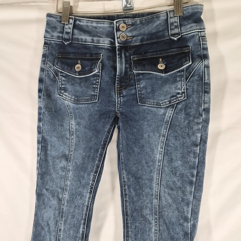 Y2k Low Rose 2000s Super Flare Jeans Size 1/25W Acid Wash - Picture 4 of 13